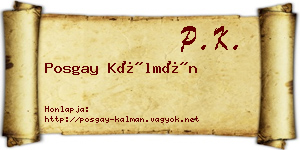 Posgay Kálmán névjegykártya